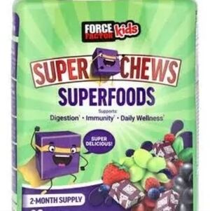 KIDS SUPER CHEWS.SUPER FOOD VERY BERRY GRAPE. 2-MONTH SUPPLY. 60 CHEWS.. AGES 4+